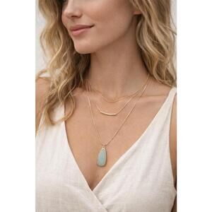 Nine West - Stone Pendant Multirow Necklace - 17"